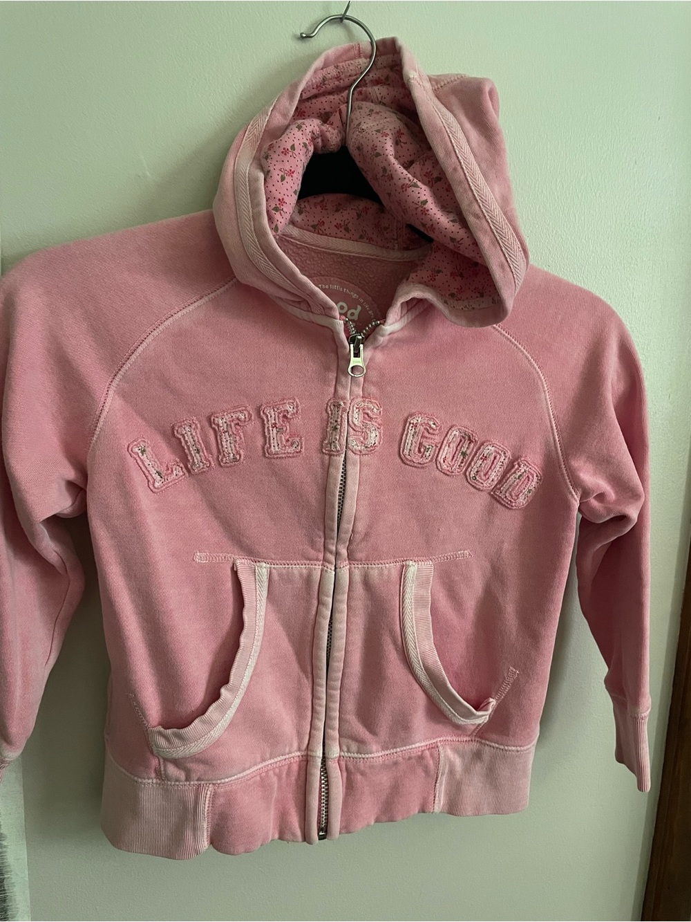 Life Is Good Pink Zip-Up Hoodie for Kids